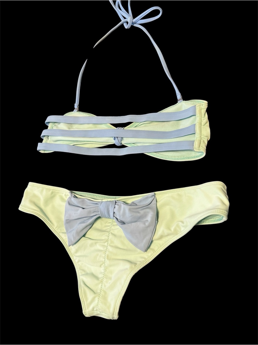 Hollister Mint Green Bikini Top with Silver Logo Plate